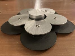 Blumen Kerzenständer Deko Silber Schwarz Metall Windlicht
