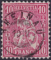 Sitzende: Nr.38 mit Zwergstempel: RHEINAU (ZH) sehr sauber.