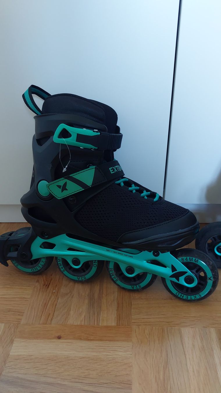 Pattini in linea & Pattini a rotelle: Inlineskates Oxelo Extend schwarz türkis  – Usato da Kerns venduto da Barmi00 1