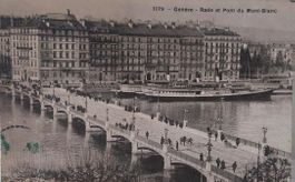 GENÈVE - Rade, Pont du Mont-Blanc, Bateaux à vapeur - 1923