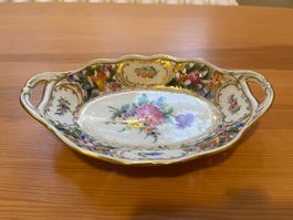 Vintage ovale Dresdner Porzellanschale mit Griffen