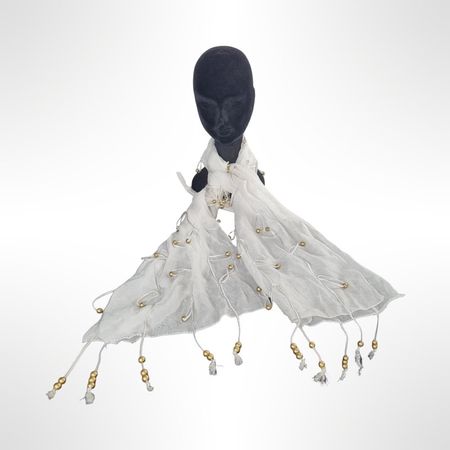 Foulard weiss mit goldenen Perlen