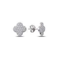 Ohrstecker Kleeblatt Zirkonia 925 Silber Klassiker 9mm