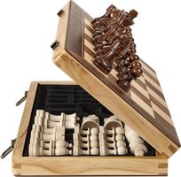 38x38 Magnetisch Holz Schachbrett 2-in-1 Schach Dame Kinder