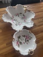 Vintage Schalen Set, Rosenmuster, Goldrand