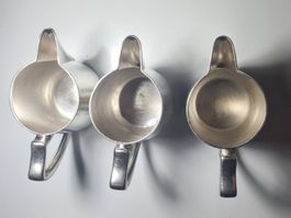 3 antike Alpaka Milchkaraffe 10 cl aus Alpaka Sammlerstück