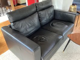 2er Sofa schwarz, Leder