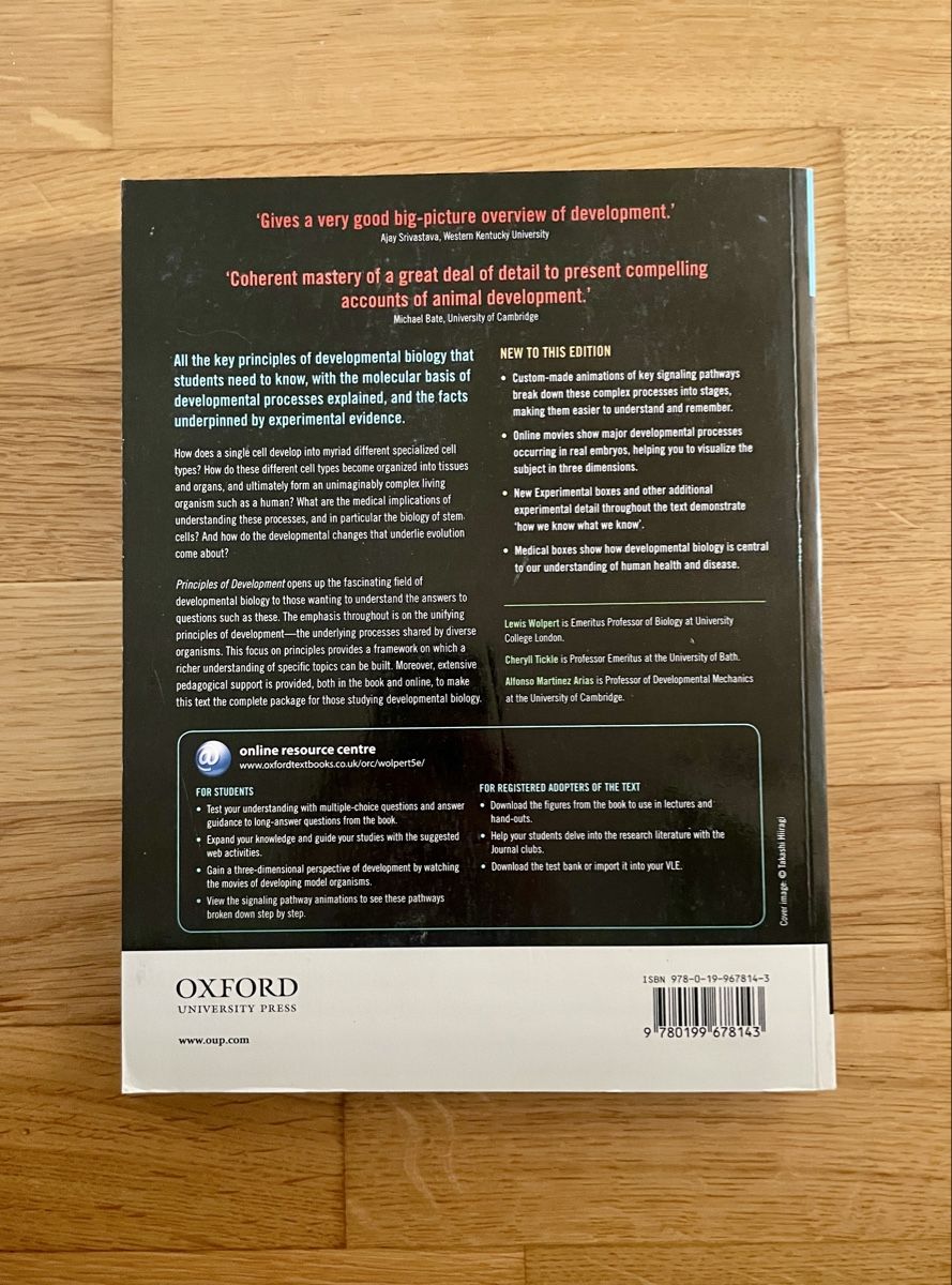 Bücher: Principles of Development, Wolpert, 5th Ed., Top Zustand – Gebraucht aus Sursee von Steffi_2020 2