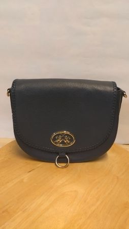 Sac à main La Marina cuir bleu femme 25cm