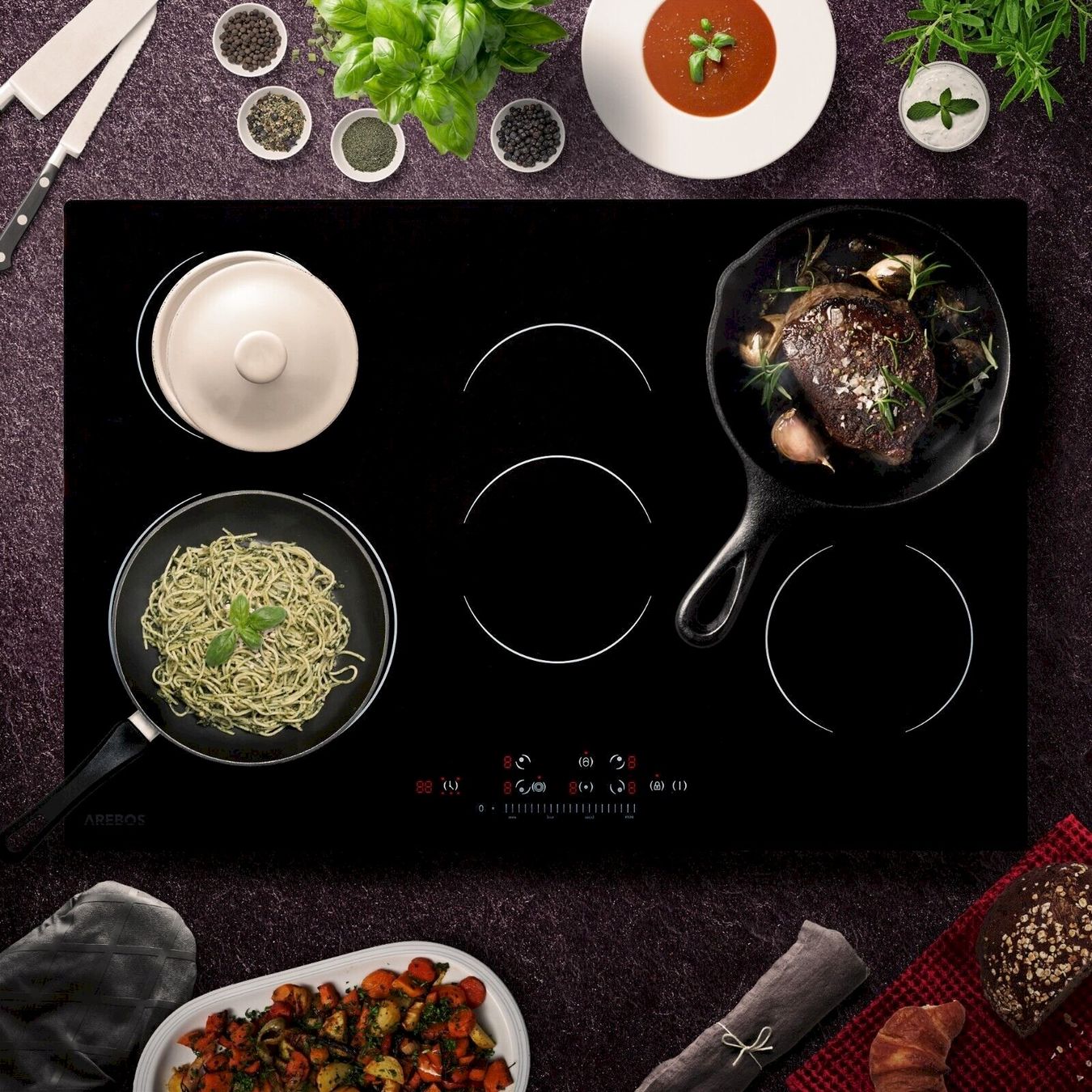 Cucine: Arebos AR-HE-GK5N Glaskeramikkochfeld – Nuovo e nell'imballaggio originale da Bottighofen venduto da zaap 1