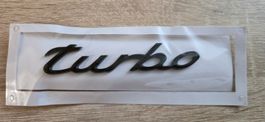 Porsche TURBO Emblem Schwarz Glanz