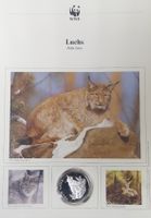 30 Jahre WWF Jubiläum Sammlerkarte Luchs Silber Medaille 999