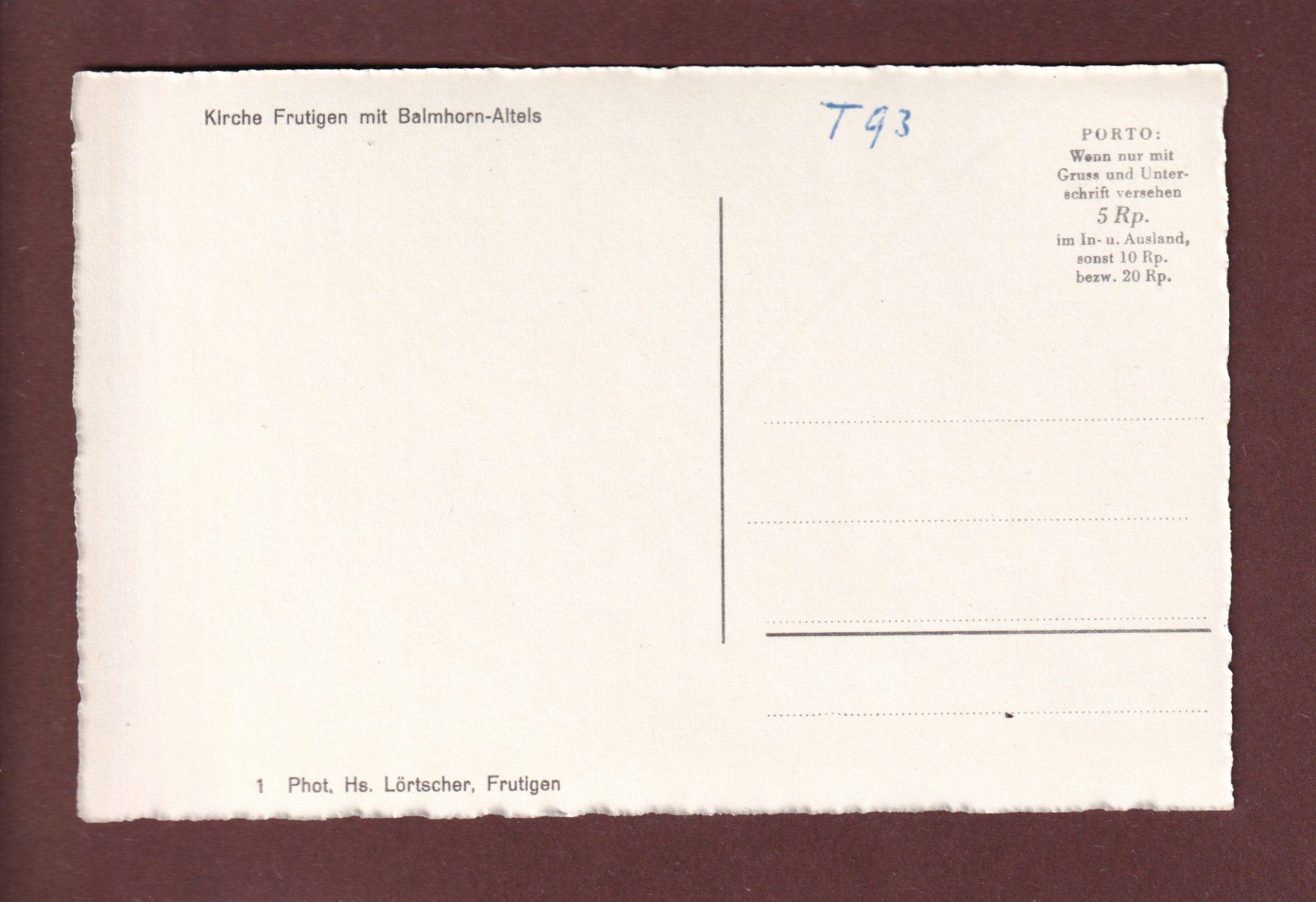 Cartoline postali: Kirche FRUTIGEN mit Balmhorn-Altels – Usato da Pully venduto da nicecards 1