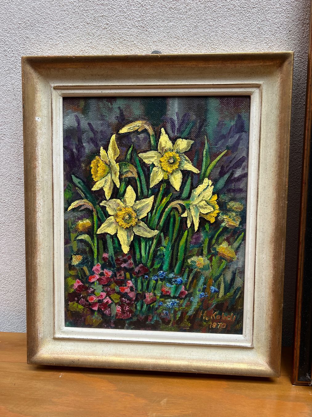 Gemälde: Paar Ölgemälde mit Blumen – Gebraucht aus Riva San Vitale von AM25 3
