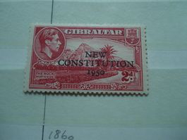 Gibraltar, Marke 1950, Überdruck New Constitution * Erstfalz