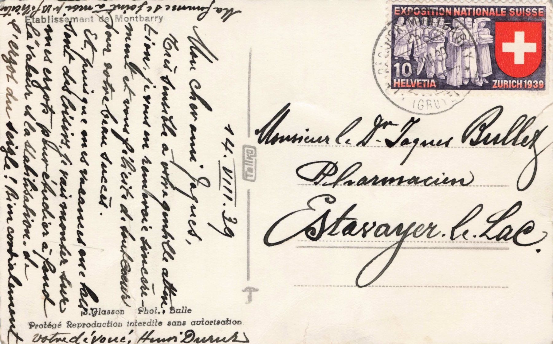Cartes postales: Etablissamant de Montbarry – D'occasion à Biasca par Blenio71 1