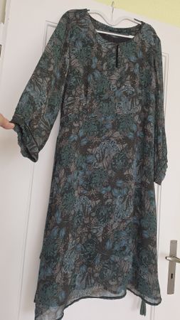 Damen Kleid Nile mit Blumenmuster blau grün Grösse XL