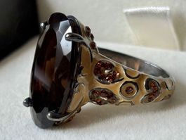 Rauchquarz Ring, Silber 925, Gr. 57, NEU