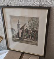 Radierung im Aniken Stil Peters kirche Basel Karl Schiener