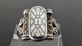 Vintage Niello Silber Ring 925