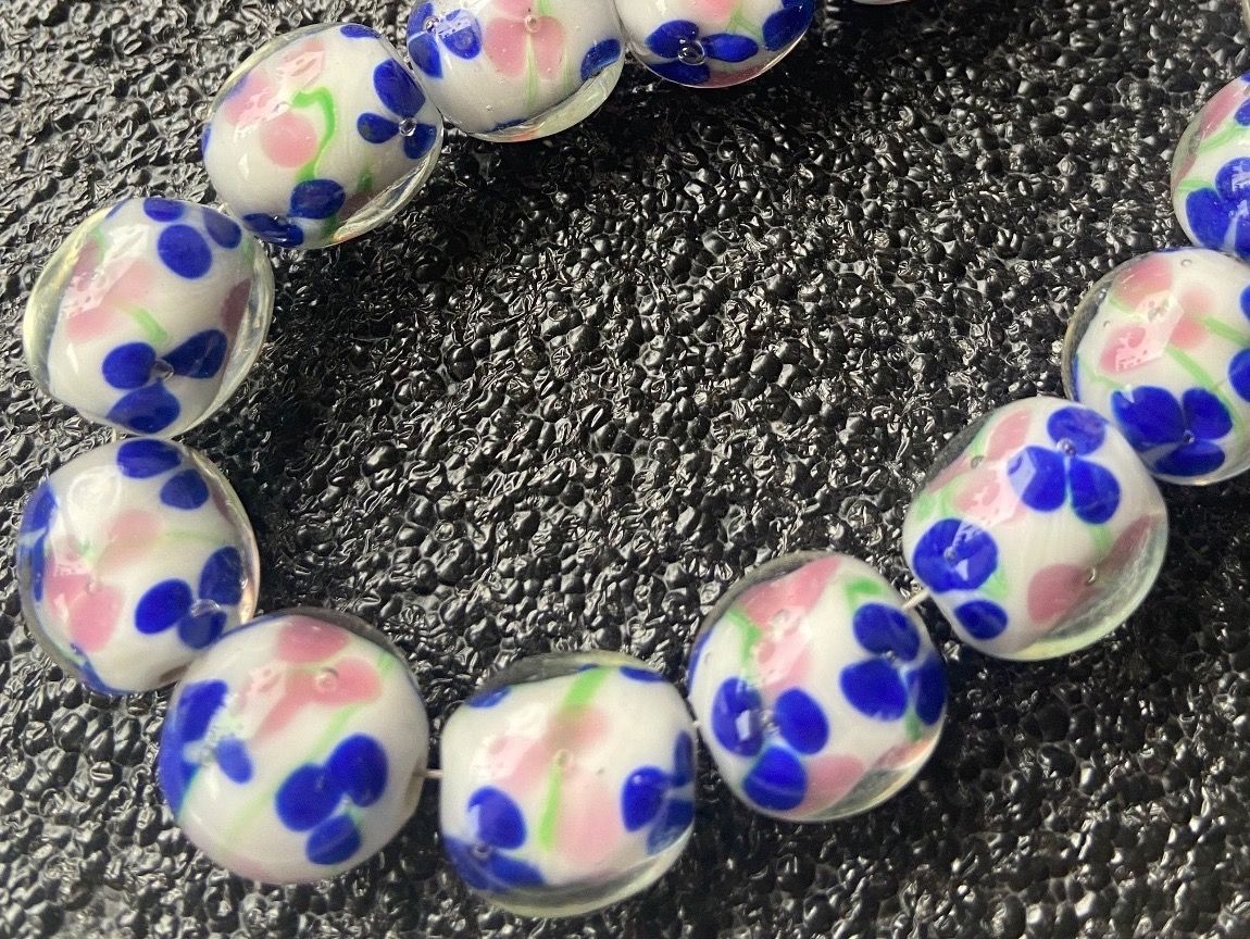Perle (finte): Schöne Blüemli Lampwork Perlen – Nuovo (secondo la descrizione) da Zuerich venduto da Perlen-Decor 1