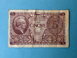 ITALIA - CINQUE LIRE 23 Novembre 1944 - BB / Sehr Schön