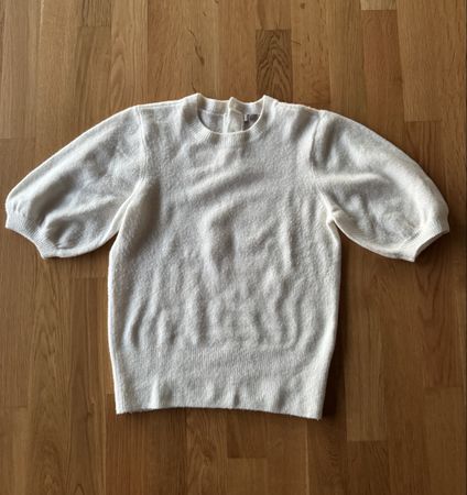 Elegantes Weiss Strick-Top mit Puffärmel von H&M (Grösse S)