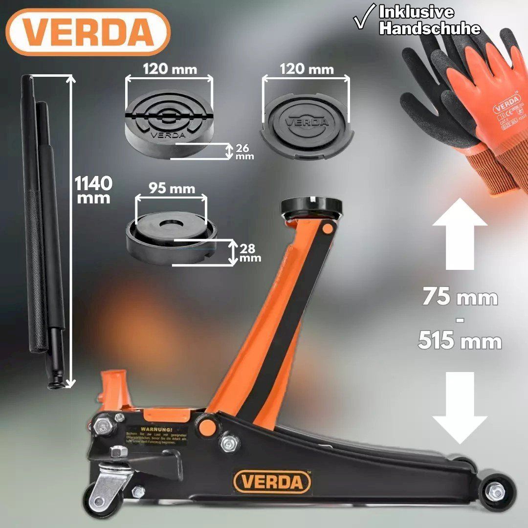 Alle Werkzeuge: Verda Wagenheber 3t 75 - 515 mm – Neu und originalverpackt aus Bottighofen von zaap 1