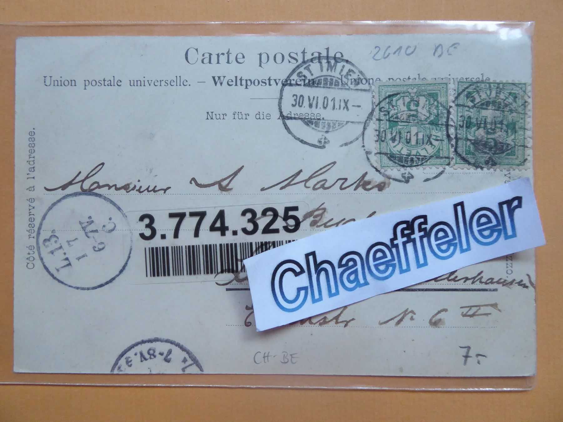 Cartes postales: 1901 Saint-Imier – D'occasion à Zürich par Chaeffeler 1