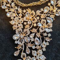 Luxuriöse grosse Gold/Strass Parure Collier Halsschmuck