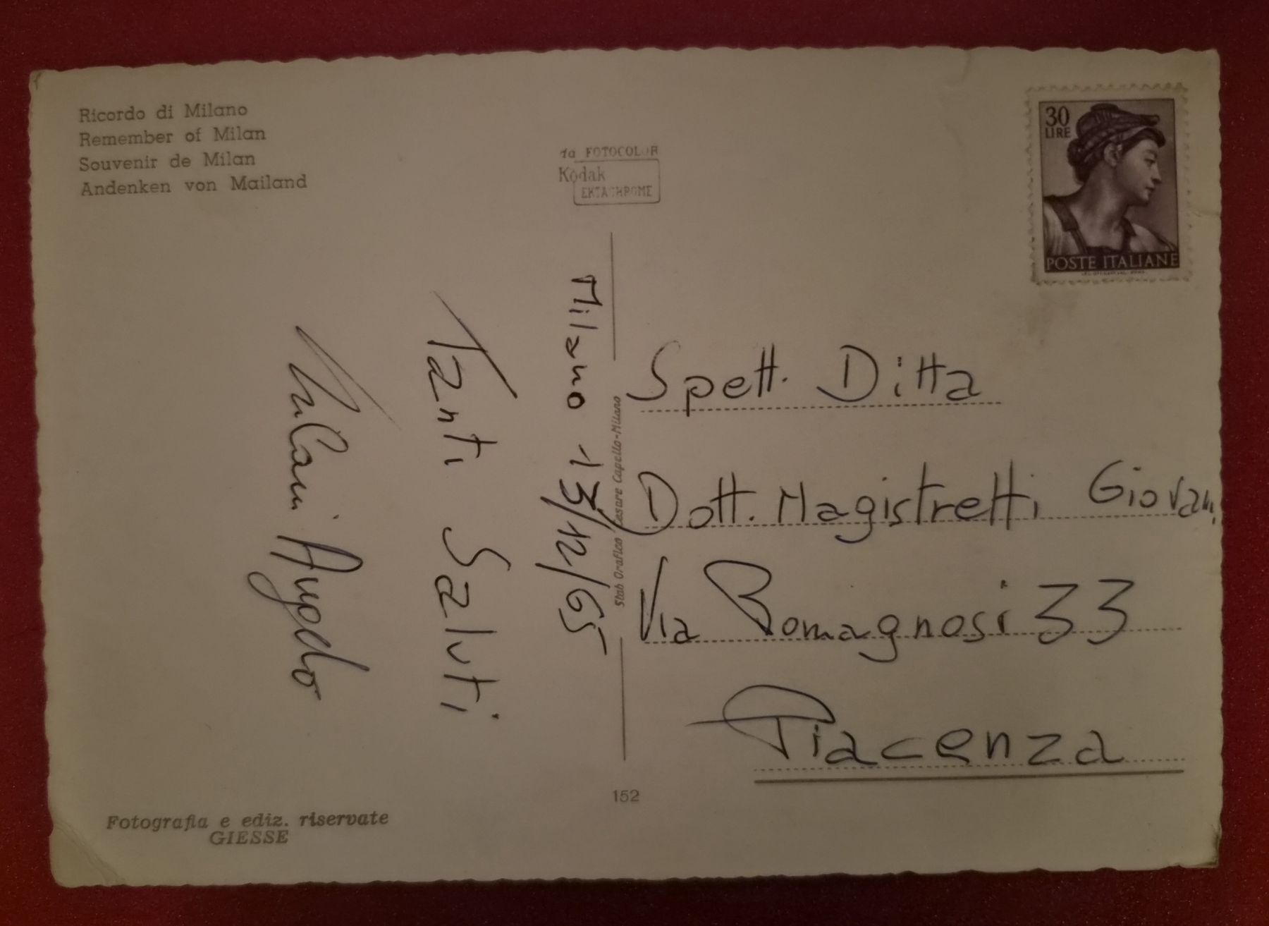 Cartoline postali: Milano Stadtmotive 1965 – Usato da Melchnau venduto da Fishel 1
