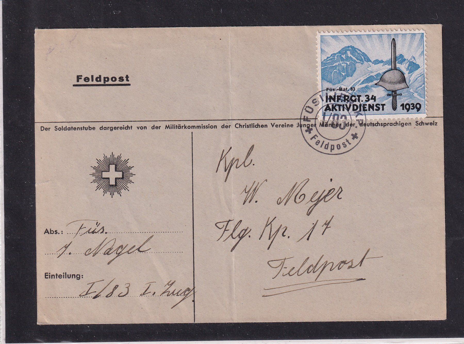 Tutti i francobolli: Feldpost Fus Bat 83 - 1939 – Usato da Orvin venduto da Pyaeschli