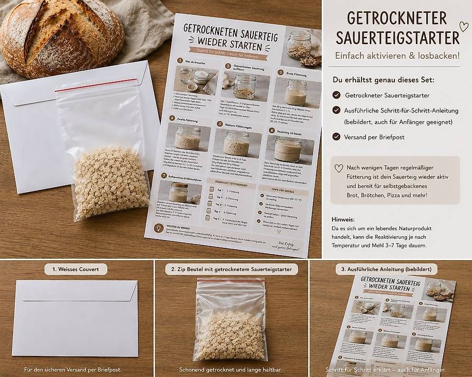 Lebensmittel & Spezialitäten: Getrockneter Sauerteigstarter | Anstellgut | Mit Anleitung – Gebraucht aus Bern von Turborobi