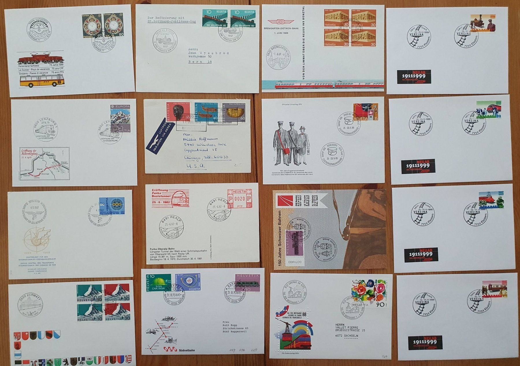 Alle Briefmarken: Schweiz: 150 Briefe mit Bahn Stempel oder Couvert Bahn – Gebraucht aus Dällikon von Minita 9