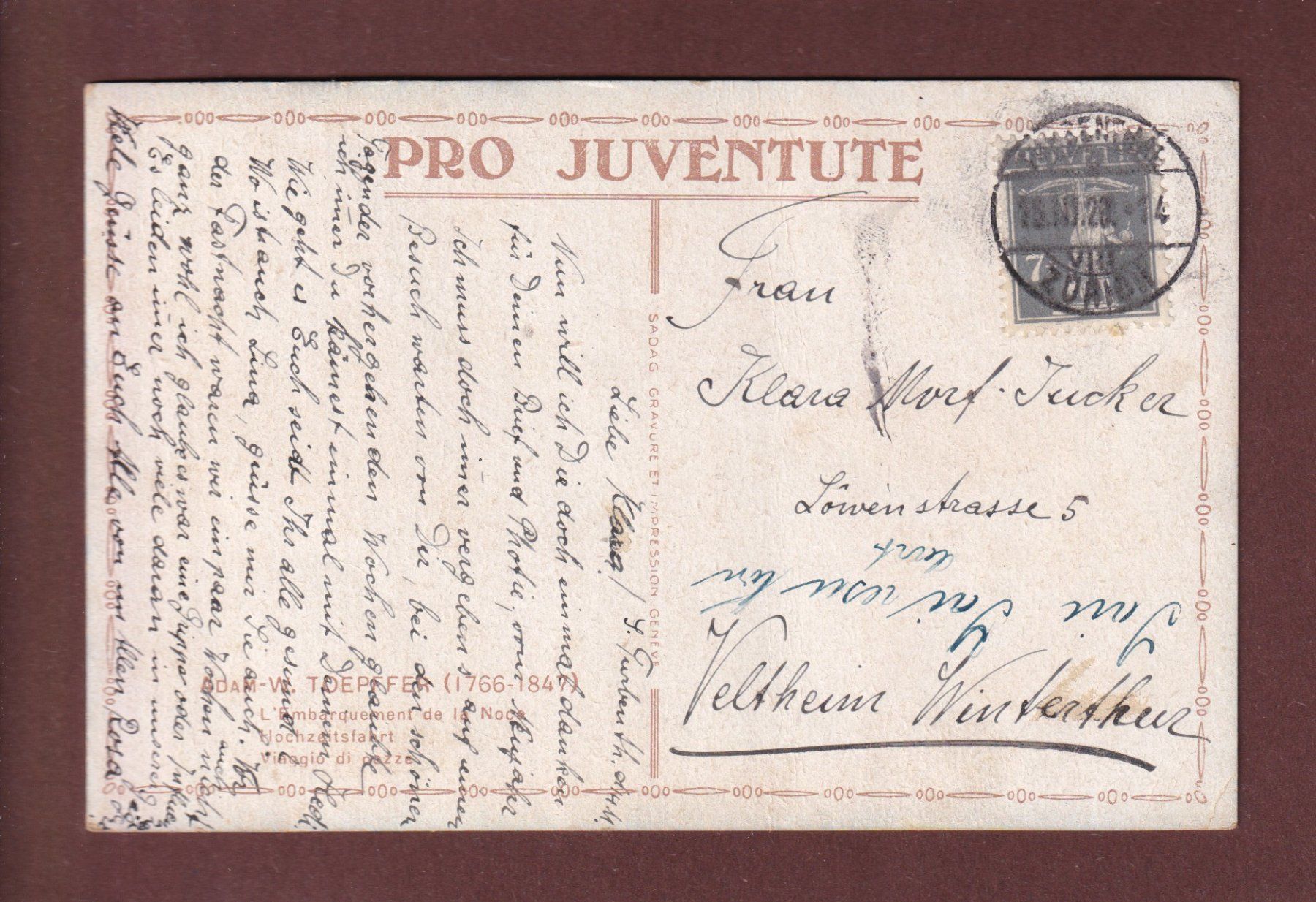 Cartes postales: PRO JUVENTUTE - Toepffer - 1920 – D'occasion à Pully par nicecards-shop 1
