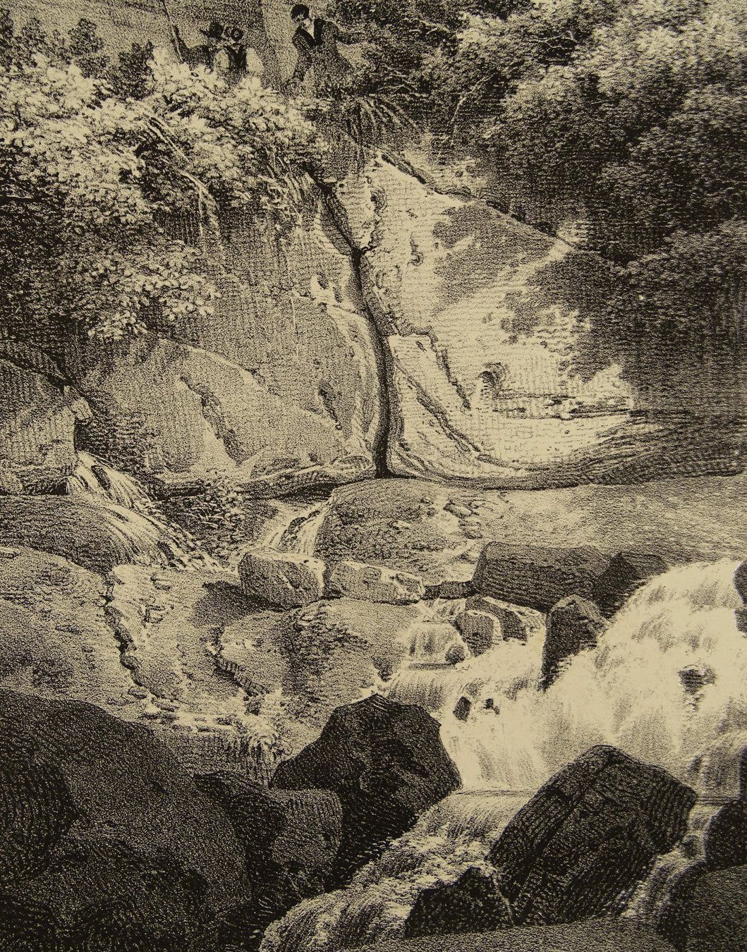 Grafica & Litografie: BEATENBERG WASSERFALL. LITHOGRAPHIE – Usato da Grüningen venduto da Kartensammler 2