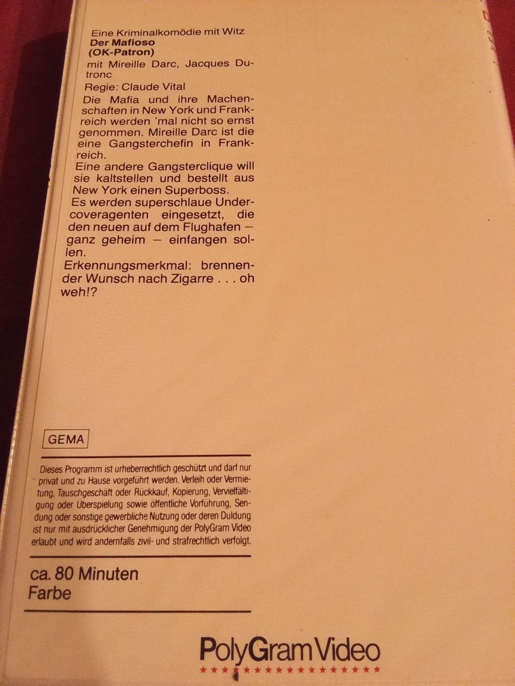 Tutti i VHS: Der Mafioso (F 1973) PolyGram Video SPECTRUM VHS 791326 – Usato da Remetschwil venduto da Hofiii 3