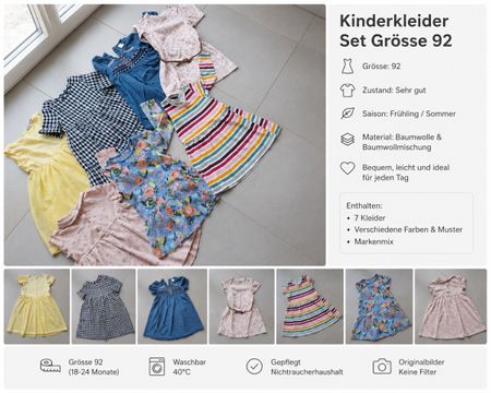 Kinderkleider Set Grösse 92 Sommerkleider 7 Stck