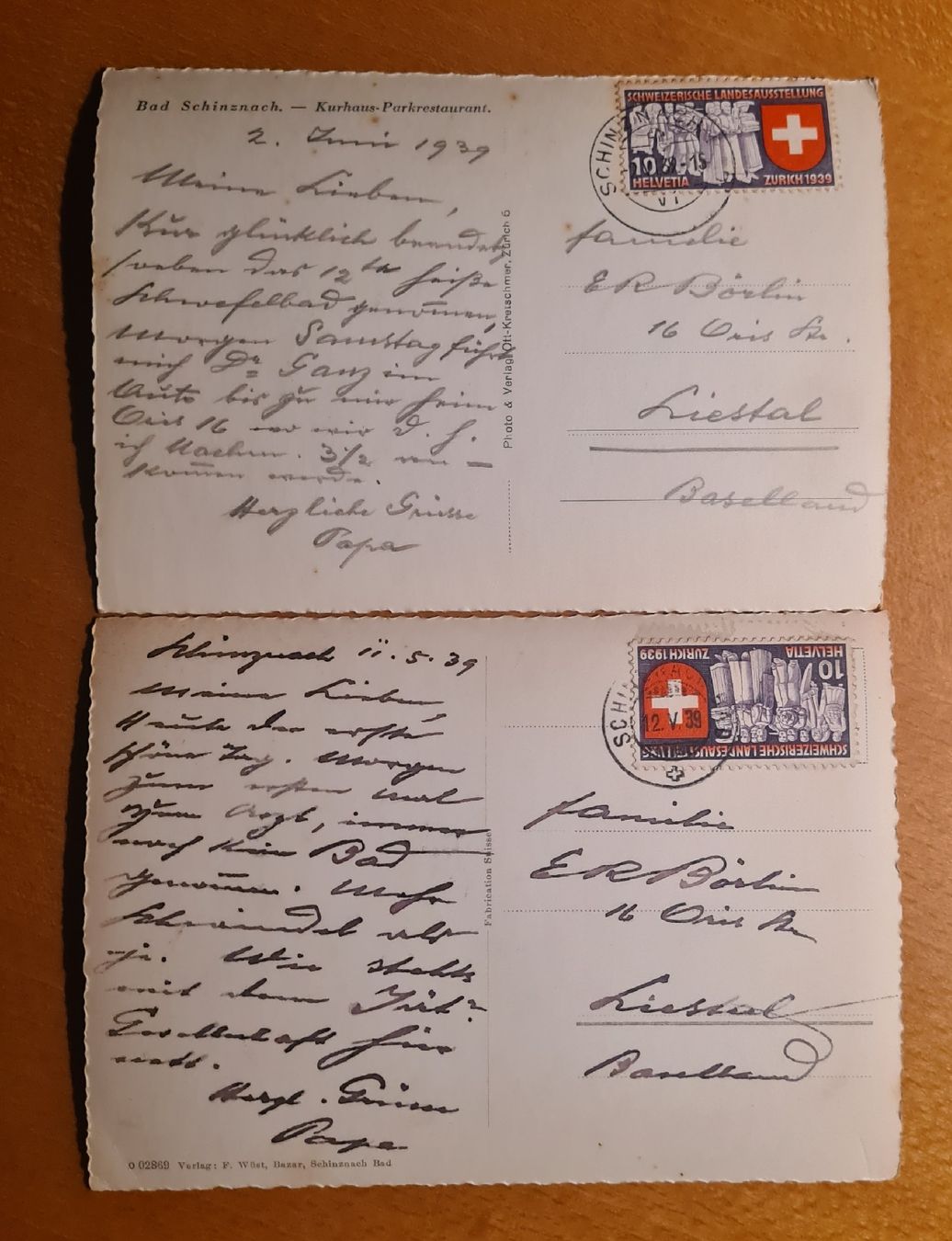 Cartoline postali: Bad Schinznach 1939 – Usato da Ebikon venduto da Donar50 2