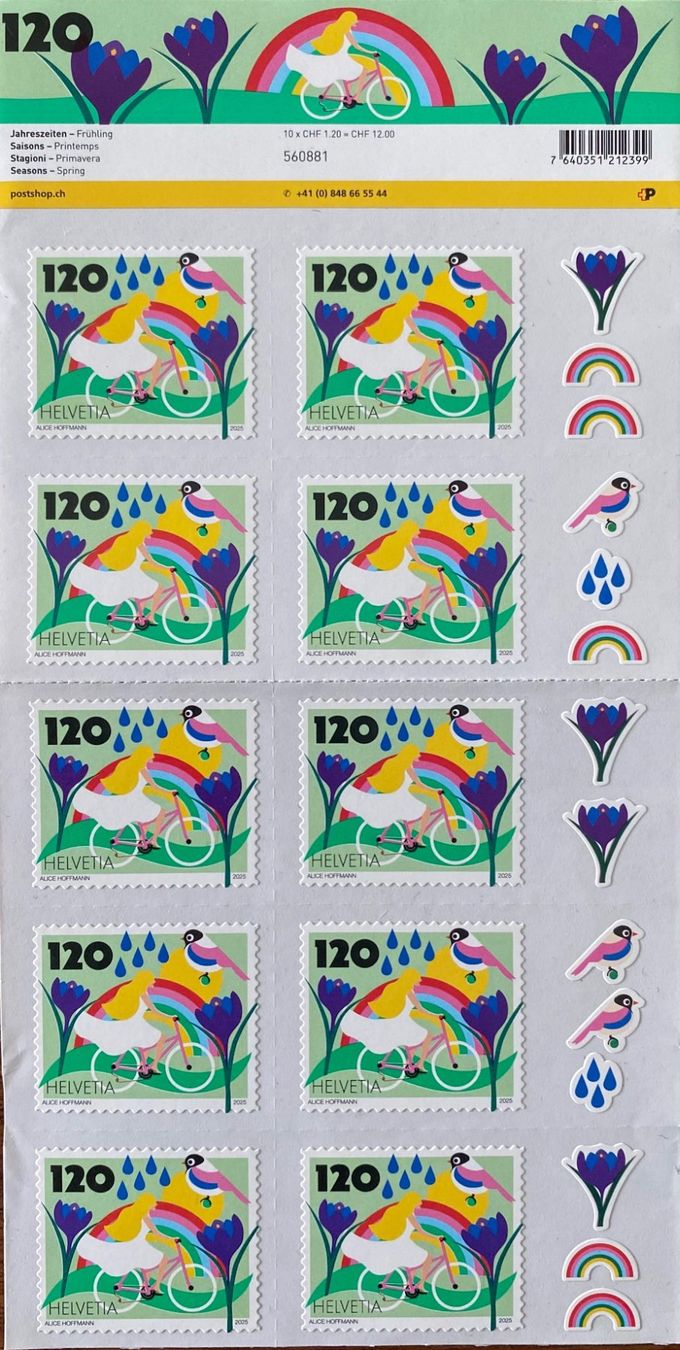 Tutti i francobolli: Kleinbogen mit 10 Marken "Frühling". Postfrisch – Usato da Aedermannsdorf venduto da Sennahoy11