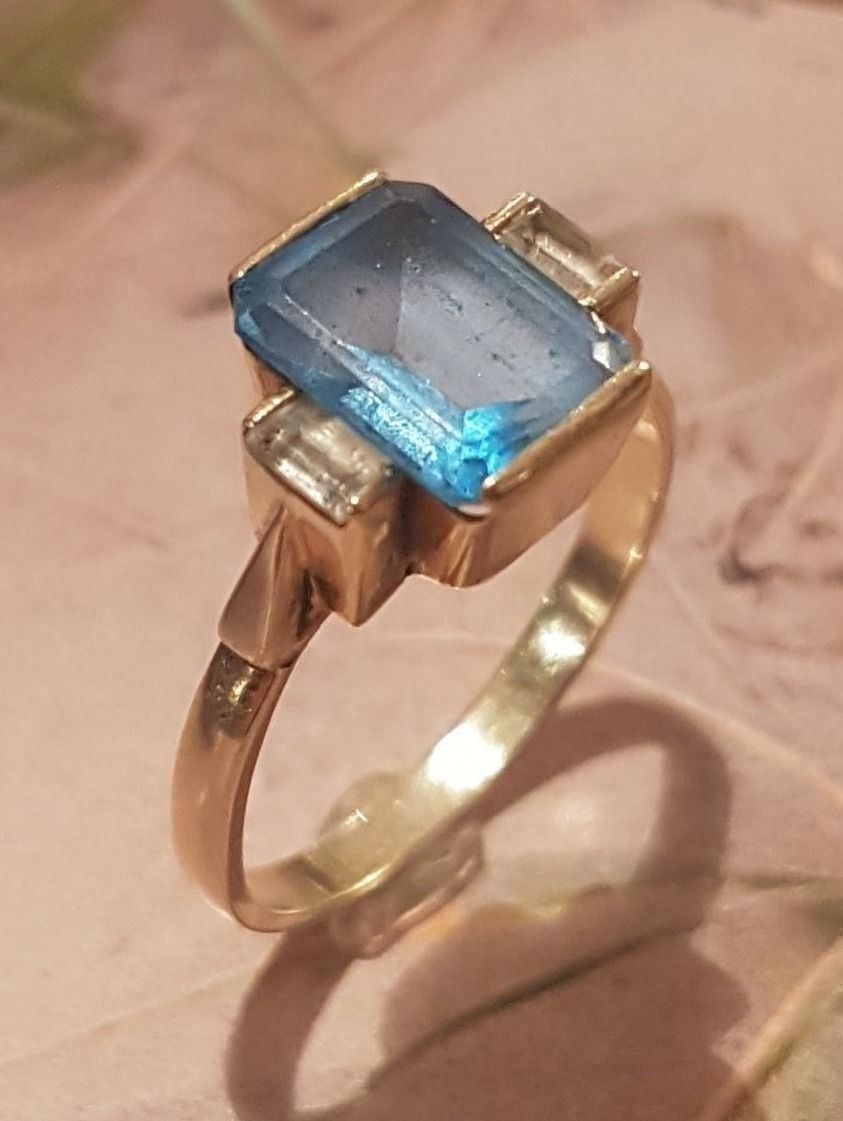 Bagues: Eleganter Ring mit blauem Stein – Neuf (Voir description) à Unterägeri par Altgoldschmuck 6