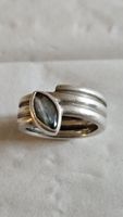 très belle bague argent 925 et aigue- marine gr 56