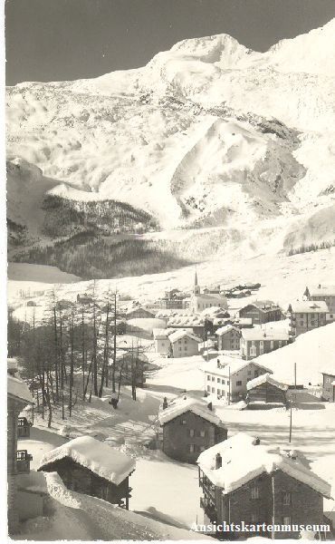 Cartoline postali: Saas Fee - im Winter + 1957 – Usato da Emmenbrücke venduto da teestube