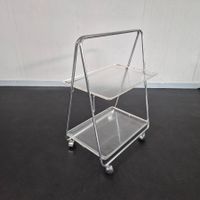 70s Acryl Trolley Servierwagen Plexiglas klappbar verchromt