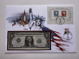 Grossbrief USA m. 1 Dollar Note, Ersttag, 18. 7. 1985