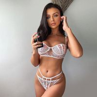 NEUER Erotik 2-Teiler weiss-rosa für Gr. XS & S - 221428