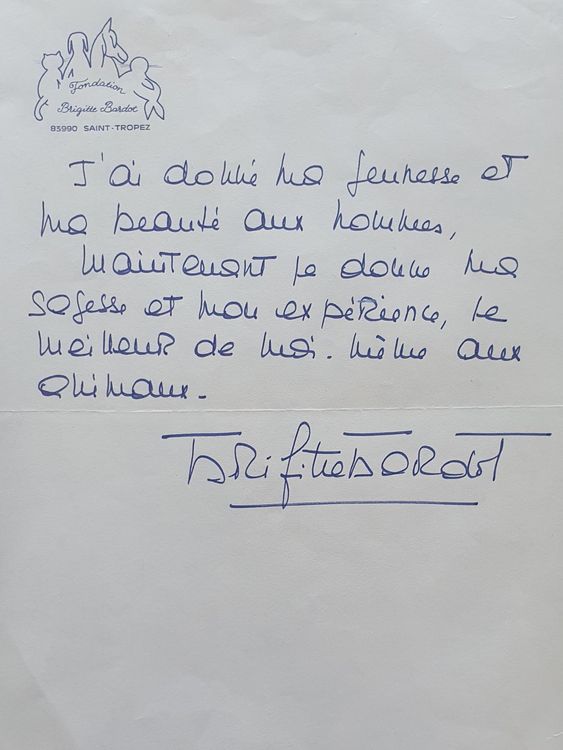Brigitte Bardot Original écrit De Sa Main Kaufen Auf Ricardo 1061