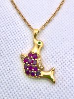750/18 K.Gold Anhänger&Kette mit Rubinen