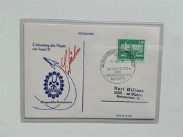Weltraum Postkarte OU Sigmund Jähn zum 2. Jahrestag Sojus 31