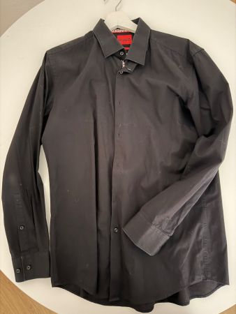 Herren Hemd schwarz HUGO Grösse 42 Slim Fit guter Zustand
